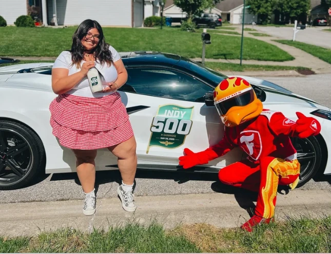 A race-day moment with an Indianapolis 500 festival car